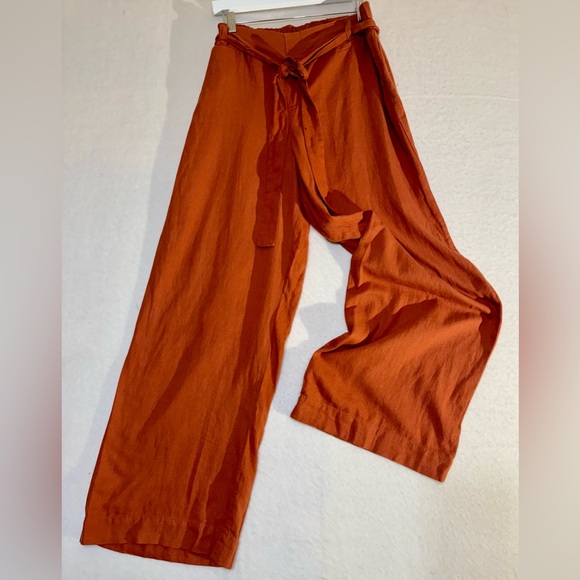 BLIson Pants - Wide Leg Tie-Waist Pants in Rust